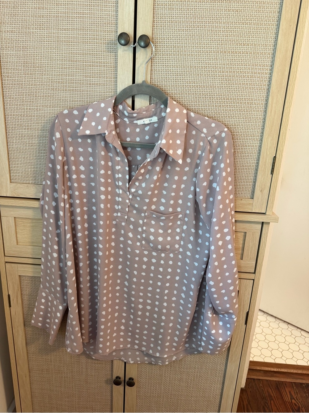 Pleione Dusty Rose Polka Dot Button-Down Shirt